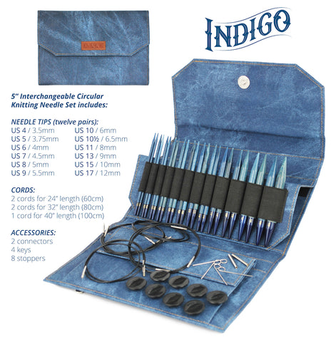 LYKKE Crafts Indigo Wooden Needles Gift Set 5" and 3.5" Circular